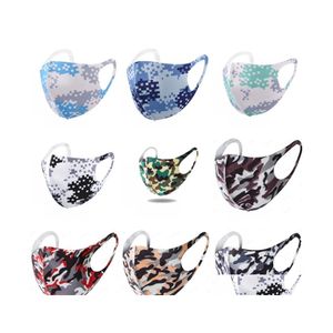 Designer Masks Ice Silk Face Mask Adt 9 Color Printed Cartoon Camo Masks For Men Women Black Blue Green Red Camouflage Dustproof And Dhsiq