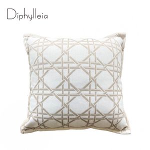 Pillow Case Difylleia Nowoczesna geometria okładka H Style Beige Stripes Jacquard Bawełniany lniany kwadratowa poduszka do sofy na kanapie 221205