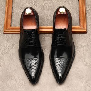 대형 크기 EUR37-46 블랙 라이트 브라운 블루 와인 레드 남성 비즈니스 드레스 슈즈 정품 가죽 무도회 웨딩 신발