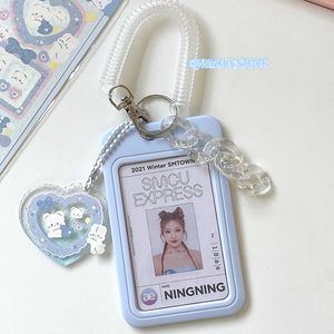 MINKYS Kawaii Baby Blue Milk Pink Photocard Holder Credit ID Bank Card Photo Display Bus Protective Case Pendant