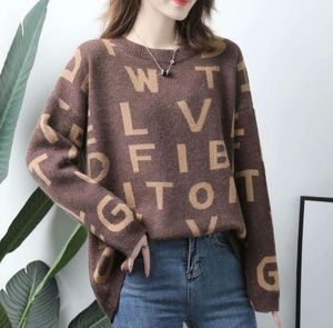luxury clothes womens sweater for designer casual button up knit contrast color long-sleeved puff Brand Top