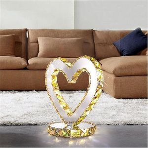 Table Lamps Transparent Amber Crystal Lamp Love Heart Bedsice Bedroom Wedding Room Night Light Office Coffee Study Desk Decor Lighting