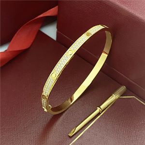 En klassisk diamant armband armband rostfritt stål armband designer för kvinnor med skruvmejsel charmad guld lyxkvalitet par smycken chirstmas gåva