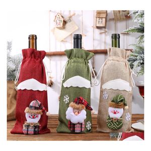 Decorações de Natal Ornamentos de Natal Mesas de garrafa Decoração Decoração Decoração Garrafas Er Relino de vinhos tinto Mangas de champanhe 3 9HCA G2 D DHKDE