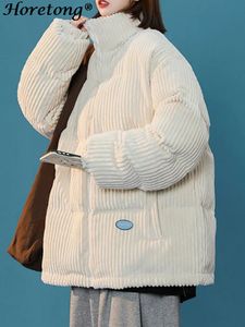 Damskie w dół parkas horetong zima bawełniany płaszcz wyściełany damski stojak stojak na solidne ciepłe kurtki koreańskie modne zamek błyskawiczny gęstwy streetwear 221205