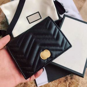 Luxury Designer Quality Leather Plånböcker Fem korthållare Marmont Herr Fashion Small Coin Purses Holder Interior Wristlets med Box Womens Wallet Card Case ID -kort