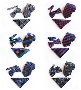 Bow Ties Explosion Models 8cm Business Men's Dress 2022 Unique Design Wild Polyester Silk Jacquard Tie Pocket Towel Set