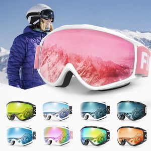 Ski Goggles Findway Aldult Anti -Fog UV защита снега OTG Design над шлемом, совместимым с сноубордом для молодежи 221203