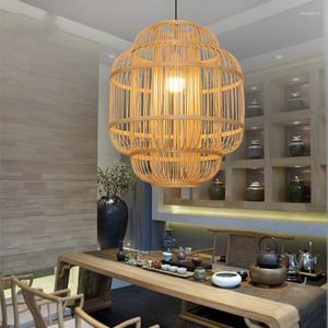Pendant Lamps Chinese Bamboo Art Lights Lighting Japanese Teahouse Bird Hanging Lamp Individual Southeast Asia Zen Luminaire Fixture