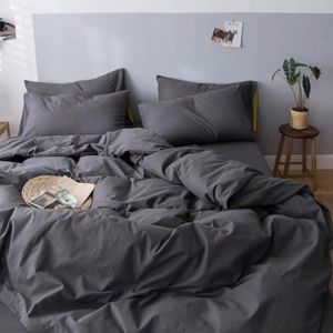 Bedding sets Grey Set Solid Color Flat Sheet Duvet Cover No Filling Pillowcase Bed Linens Polyester Twin Queen Size Home Textile 221205