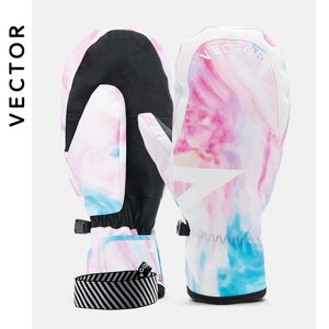 Luvas de esqui Mulheres grossas 2-em 1 Mittens Snowboard Men Neve Winter Sport quente à prova d'água à prova de vento Faux Leather Plam 221203