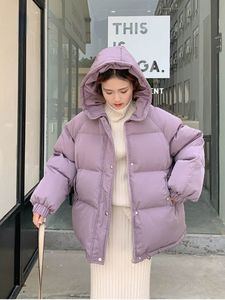 Women's Down Parkas Winter Coat för rockar Kläder Kort jacka Tjock huva Bomull Vadda kvinnliga koreanska lösa damer Outwear 221205