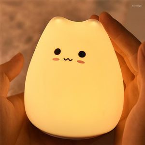 Nattlampor tecknad barn ljus silikon s￤nglampa rgb touch smart sensor USB laddning ￶gonskyddsarmatur lampka