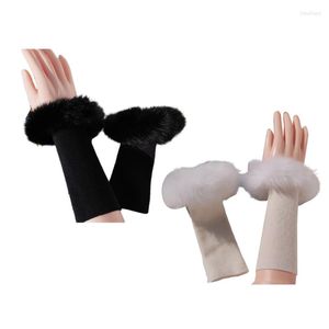 Knee Pads Sweet Decorative Thicken Wrist Cover Windproof Arm Covers With Fluffy Cuffs Women Girls Solid Coor Stretchy Knitted Sleeves
