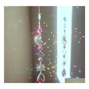 Pendants Crystal Wind Chime Moon Sun Catcher Diamond Prisms Pendant Dream Rainbow Chaser Hanging Drop Home Garden Decor Windchime De Dhdif