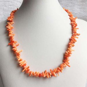Kedjor naturlig oregelbunden orange korall stenhalsband gren plantlet freeform smycken vintage plantor pärlor kedje sträng gåva