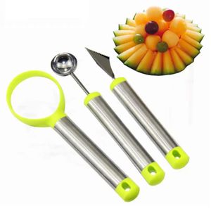 Ferramentas de frutas de cozinha conjunto de placas de tr￪s pe￧as de corte de frutas com colher dupla bola lk390