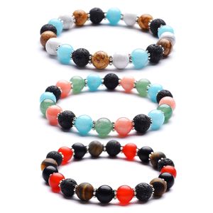 8mm Lava Stone Aventurine Armband Red Agate Tiger Stone Mix and Match Hand String for Women Men Yoga Jewelry