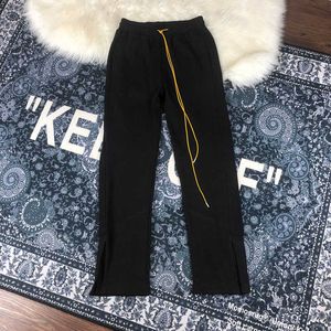 Pantaloni da uomo Hip Hop Split fork Askyurself Sweatpant Uomo Donna High Street Terry Casual Giallo Lungo Coulisse Elastico Pantaloni Tasca T221205