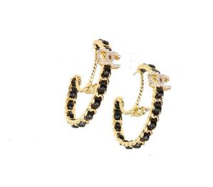 Kolczyki marki Projektanci Letter Ear Stud 18k Gold Splated Crystal Cubic Zirconia kolczyki na przyjęcie weselne klejnotów Accessori7861226