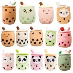 Kawaii liten tecknad bubbla te cup peluche leksaker rolig boba kudde fylld mjuk jordgubbe panda mjölk te kudde baby present fy