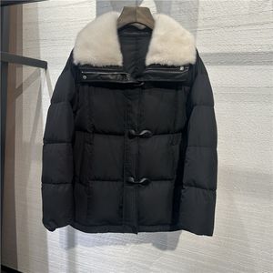 Women's Down Parkas Winter Coat Outerwear Mink Fur Collar White Goose Jacket Silk Fabric Genuine Leather Buckle Short 221205
