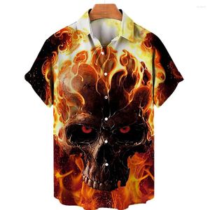 Men's Casual Shirts Hawaiian Men Short Sleeved Shirt 3d Horror Skeleton Summer Clothing Urban Fashion Sports Large Size Top