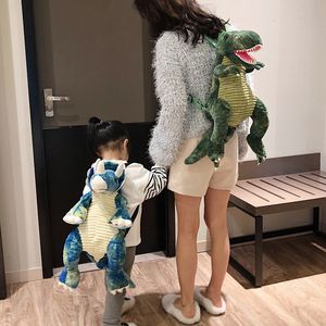 Skolväskor Fashion Parent-Child Creative 3D Dinosaur Cute Animal Cartoon Plush Ryggsäck Dinosaurs Bag For Children Barn Gifts 221205