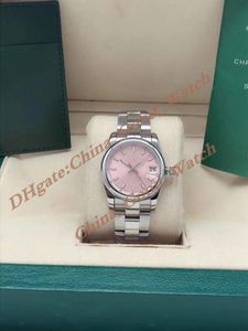 8 Style 31MM Rome Pink Dial Smooth Bezel Watch of Women Lady Date Stainless Steel strap Automatic Movement Sapphire Luminous Wristwatches With Original Box