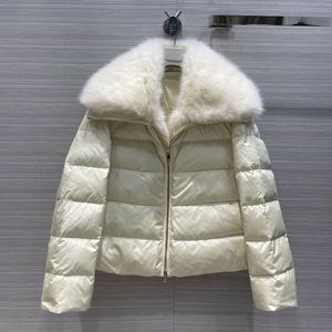 Women's Down Parkas Large Lapel Rabbit Fur Collar Winter Jacket For Fashion Straight Tube Loose Casual Short 221205