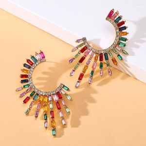 Stud Küpe Modern Moda Abartılı Geometrik Renkli Kristal Kadınlar için Büyük Boho Trend Lüks Özel Parti Takı