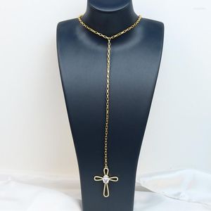 Pendanthalsband 4st Long Necklace Cross Fashion Jewelry Gold Present For Women Elegant Jewerly 20141