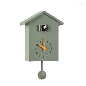 Duvar Saatleri Nordic Saat Ahşap Kuş Kuş Modern Oturma Odası Sarkaç Saatler Ev Dekoru Orologio Da Parete Horloge