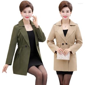 Kvinnorjackor Trench Coat Middle-Aged Women's Coats 2022 Spring Autumn Thin Ytterkläder Midlängd Casual Jacket Mamma Elegant Windbreaker