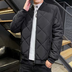 Men s Down Parkas Brand Fashion Men Winter Jacket Plaid Design Fleece Lining Male Warm Cotton Coats Outerwear Black Khaki Green Size M 5XL 221205