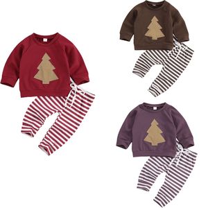Clothing Sets Citgeett Autumn 024M Children Kids Girls Boys Long Sleeve Christmas Tree Top Lace Up Elastic Waist Striped Trousers 221205
