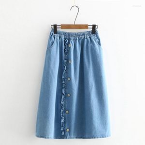 Skirts Women Cowboy Skirt Casual All Match Vintage High Waist Denim 2022 Spring Summer Fashion A Line Female