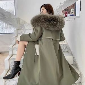 Frauen Unten Parkas Winter Echtpelz Parka Weibliche Lange Mode Abnehmbare Rex Kaninchen Liner Mantel 221205