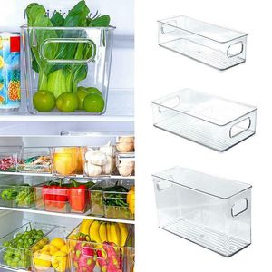 その他のキッチンストレージ組織1PC S/M/L 3サイズ冷蔵庫オーガナイザープラスチック透明な積み重ね可能な引き出しフードビンハンドルアクセサ221205