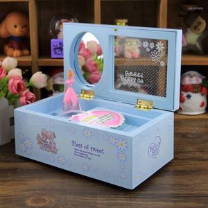 Jewelry Pouches 2022 Musical Jewellery Box Toys Rectangle Display Boite Cadeaux Pink Music Kids Romantic Dancers Sweet Gift