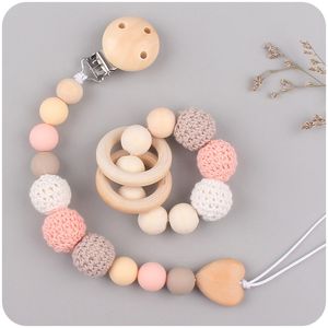 1-2pcs New Baby Pacifiers Clips Teethers Bracelet Babies Chain Cute Big Crochet Color Wool Ball Newborn Dummy Nipples Holder Clip