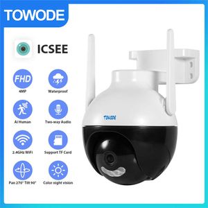 IP -kameror Towode 8MP 4K WIFI IP -kamera PTZ Outdoor Camera Home Security 4x Digital Zoom Speed ​​Dome Camera H.265 CCTV Video Surveillance T221205