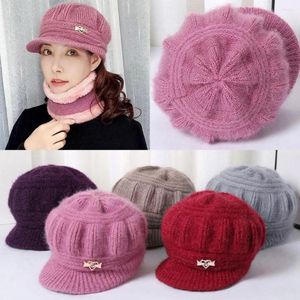 Visirs Coral Fleece Winter Hat Beanies Kvinnor Sticked Keep Warm Peaked Cap Double Layers Protection Caps