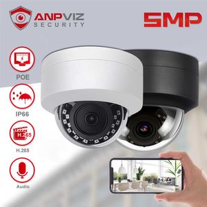 IP Cameras Anpviz 5MP IP Video Camera Outdoor POE Dome Hikvision Compatible CCTV Cam H.265 For NVR One-Way Audio IP66 IR 30m Danale APP T221205