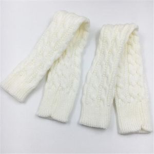 Knieschützer, Winter-Armstulpen, Handgelenk-Ärmel, lässige Wärmer, Ellenbogen, fingerlose Fäustlinge, einfarbig, lange gestrickte Halbfinger-Handschuhe