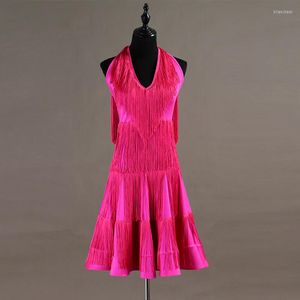 Scene Wear Custom Rose Tassel Latin Dance Dress Luxury Dresses Women Girls Ballroom Performance