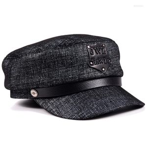 Berets Novelty Male Real Leather Flat-Top Punk Rivet Thin Hats Men Sheepskin Baseball Caps Women British Navy Students Casquette