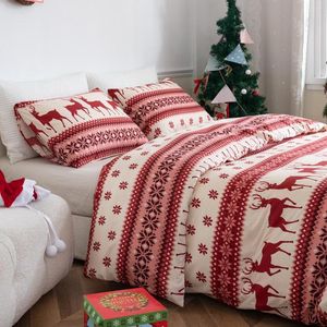 Yatak Setleri Nevresim Kapak Seti 3 Parça Saf Renkli Yıkanmış Pamuklu Noel Tatil Hediyesi Housse De Couette Yastık