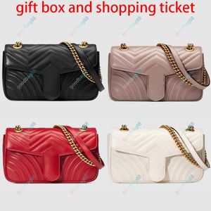 Marmont Chain Umhängetaschen Ladies Fashion Casual Designe Crossbody Handtasche Messenger Bags Hochqualität Cowhide Stiftleder 443497 446744 476433 mit Box