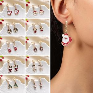 Backs Earrings Wholesale Christmas Series Clip On For Girl Kid Cute Bell Tree Gift Box Gloves Snowflake Santa Claus Cuff